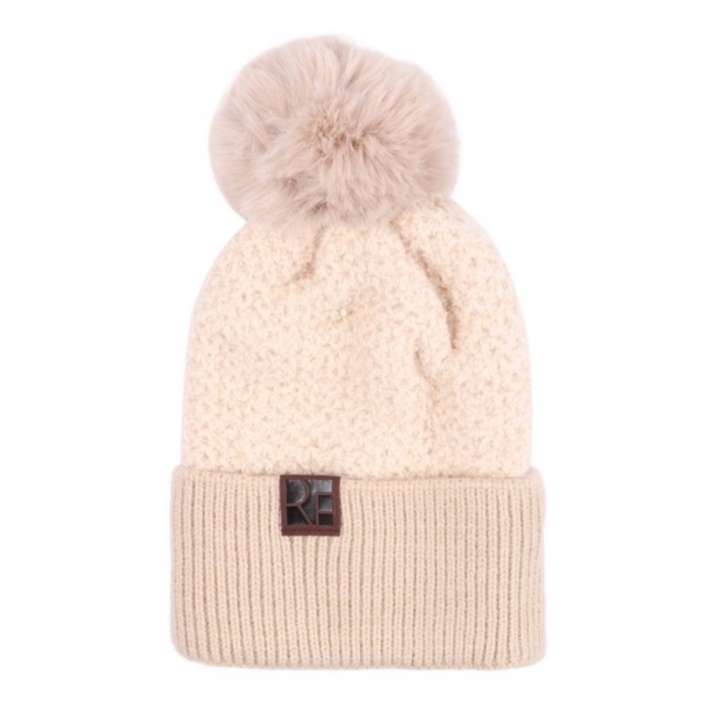 BEIGE | Soft faux fur Pom beanie